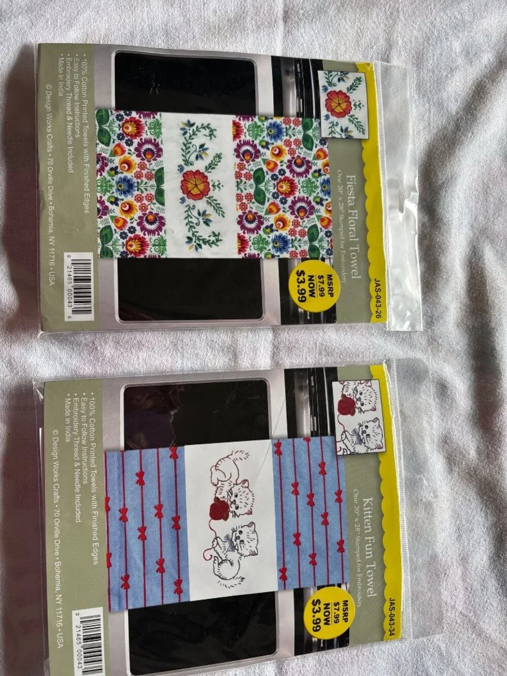 Kitten & Floral Embroidery Towel Kits 20